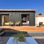 With Pool Between Village, Beach, And Forest